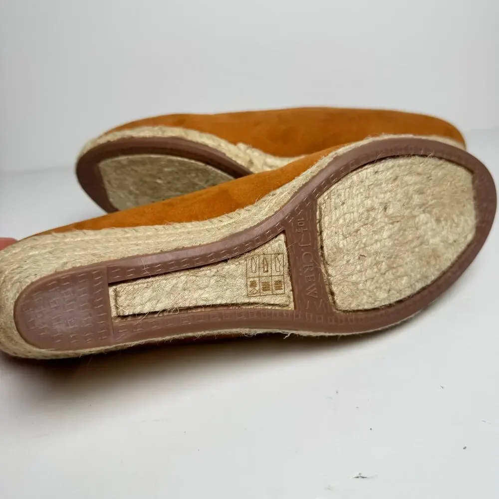 J.Crew Espadrille Wedge Heels Women’s 10.5 Camel Suede Comfort Shoes BY142